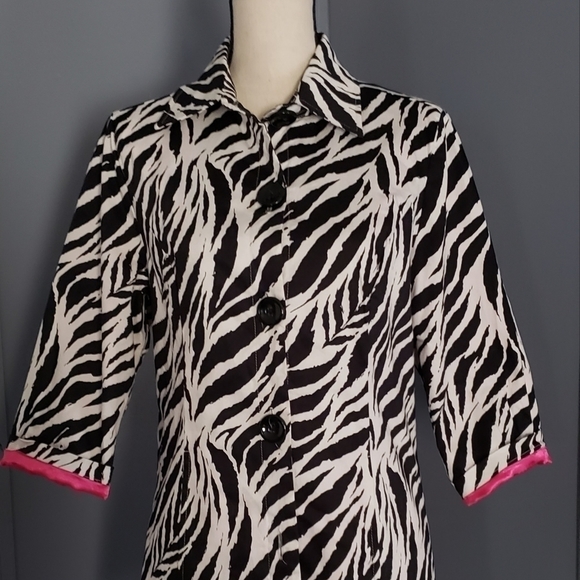 Black & White Animal Print Jacket By Shana K Sz Small - Picture 1 of 8